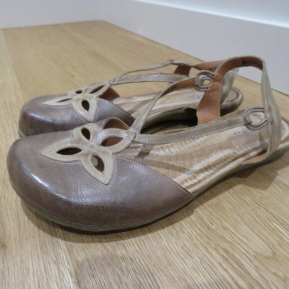 JAFA Antique Distressed Brown Strappy Cut Out Leather Comfort Sandals Boho - Picture 2 of 14